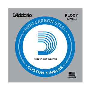 D'Addario PL007 Plain Steel Guitar Single String, .007