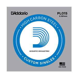 D'Addario PL015 Plain Steel Guitar Single String, .015