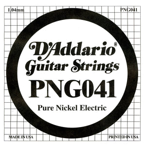 D'Addario PNG041 Pure Nickel Electric Guitar Single String, .041