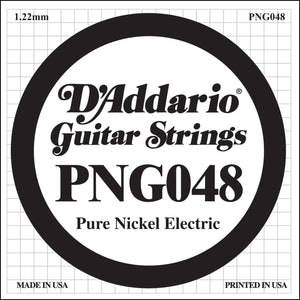 D'Addario PNG048 Pure Nickel Electric Guitar Single String, .048