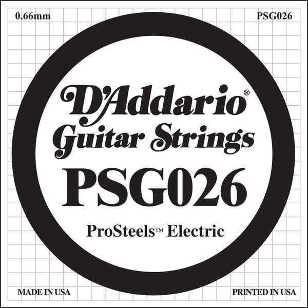 D'Addario PSG026 ProSteels Electric Guitar Single String, .026