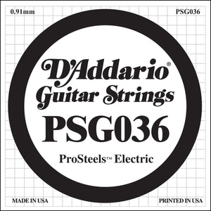 D'Addario PSG036 ProSteels Electric Guitar Single String, .036