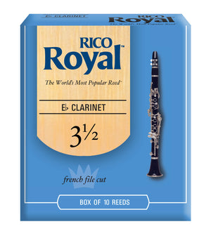 Rico Royal Bb Clarinet Reeds, Strength 3.5, 10-pack - RBB1035