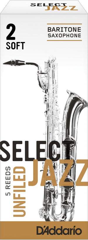 Rico Select Jazz Baritone Sax Reeds, Unfiled, Strength 2 Strength Soft, 10-pack - RRS05BSX2S