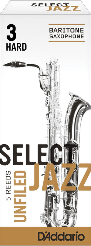 Rico Select Jazz Baritone Sax Reeds, Unfiled, Strength 3 Strength Hard, 10-pack - RRS05BSX3H