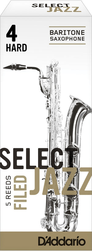 Rico Select Jazz Baritone Sax Reeds, Filed, Strength 4 Strength Hard, 5-pack - RSF05BSX4H