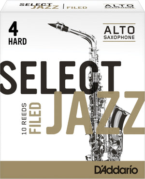 Rico Select Jazz Alto Sax Reeds, Filed, Strength 4 Strength Hard, 10-pack - RSF10ASX4H