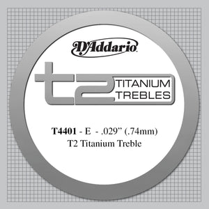 D'Addario T2 Titanium Treble Classical Guitar Single String, Extra-Hard Tension, First String