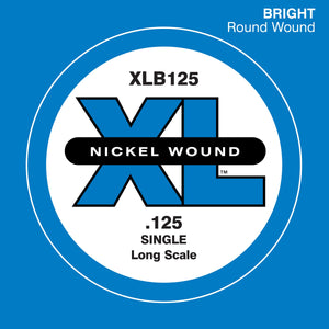 D'Addario XLB125 Nickel Wound Bass Guitar Single String, Long Scale, .125