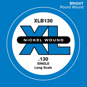 D'Addario XLB130 Nickel Wound Bass Guitar Single String, Long Scale, .130