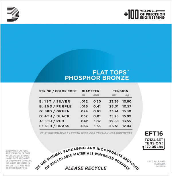 DAddario EFT16 12-53 Flat Tops