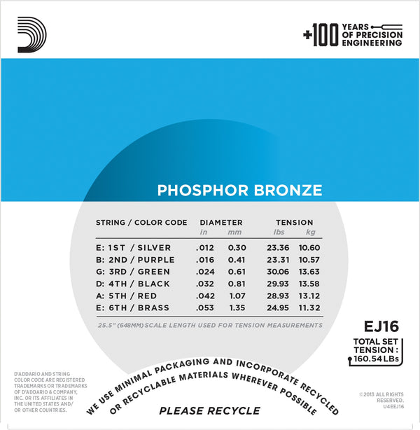 DAddario EJ16 Phosphor Bronze 12-53