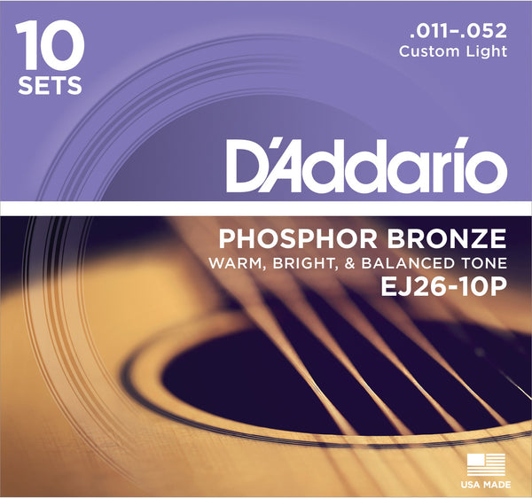 D Addario EJ26 10P Phosphor Bronze Acoustic Guitar Strings Custom